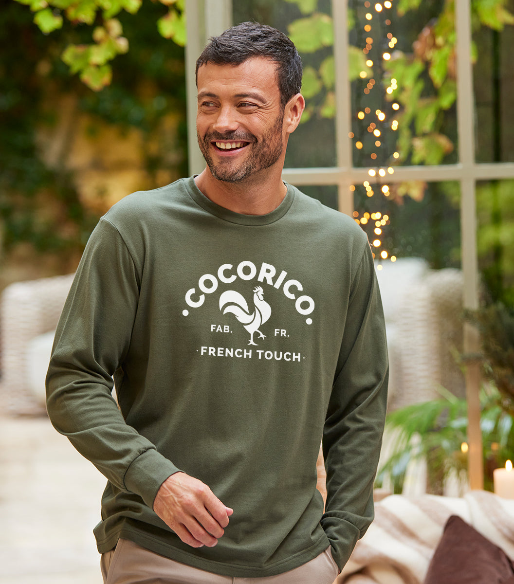 T-shirt Manches Longues Homme Kaki - Coq Français