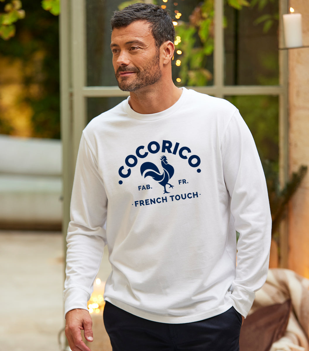 T-shirt Manches Longues Homme Blanc - Coq Français