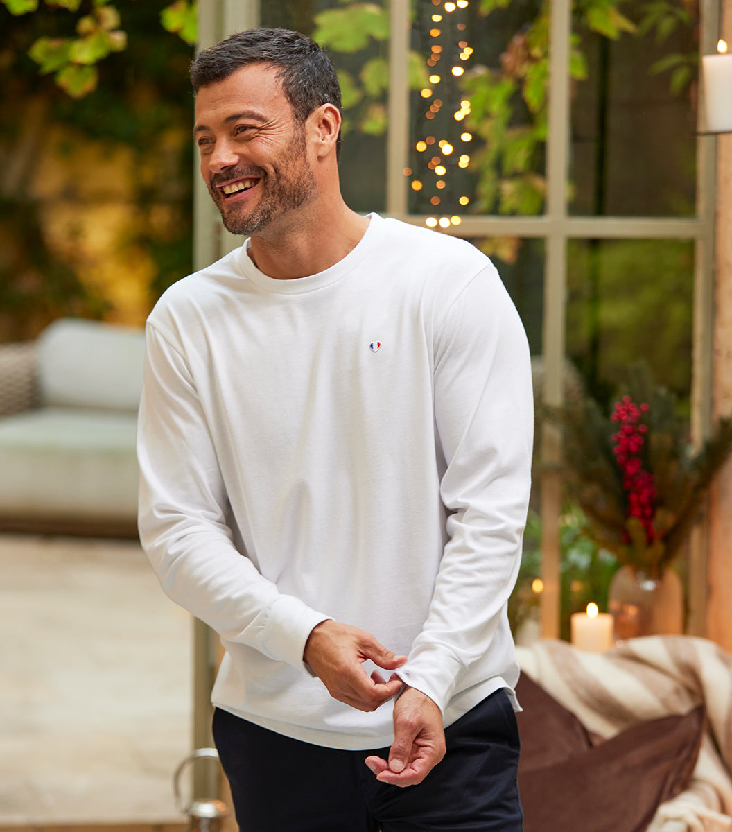 T-shirt Manches Longues Homme Blanc - Iconique