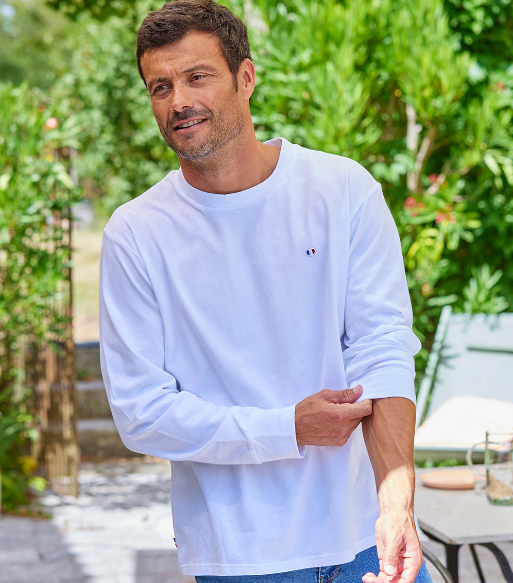 T-shirt Manches Longues Homme Blanc - Iconique