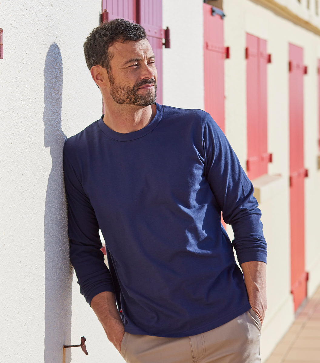 T-shirt Manches Longues Homme Marine - Intemporel