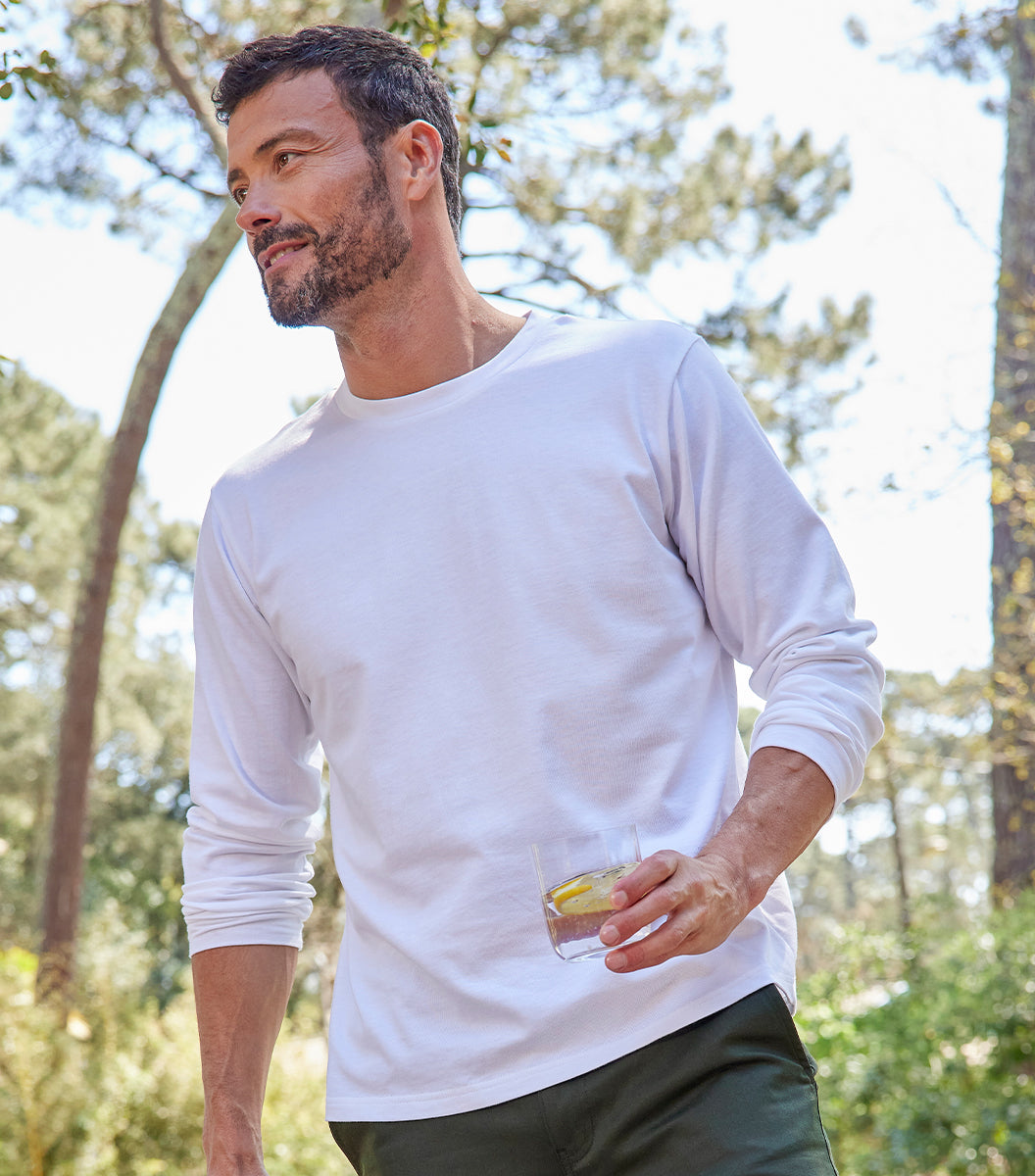 T-shirt Manches Longues Homme Blanc - Intemporel