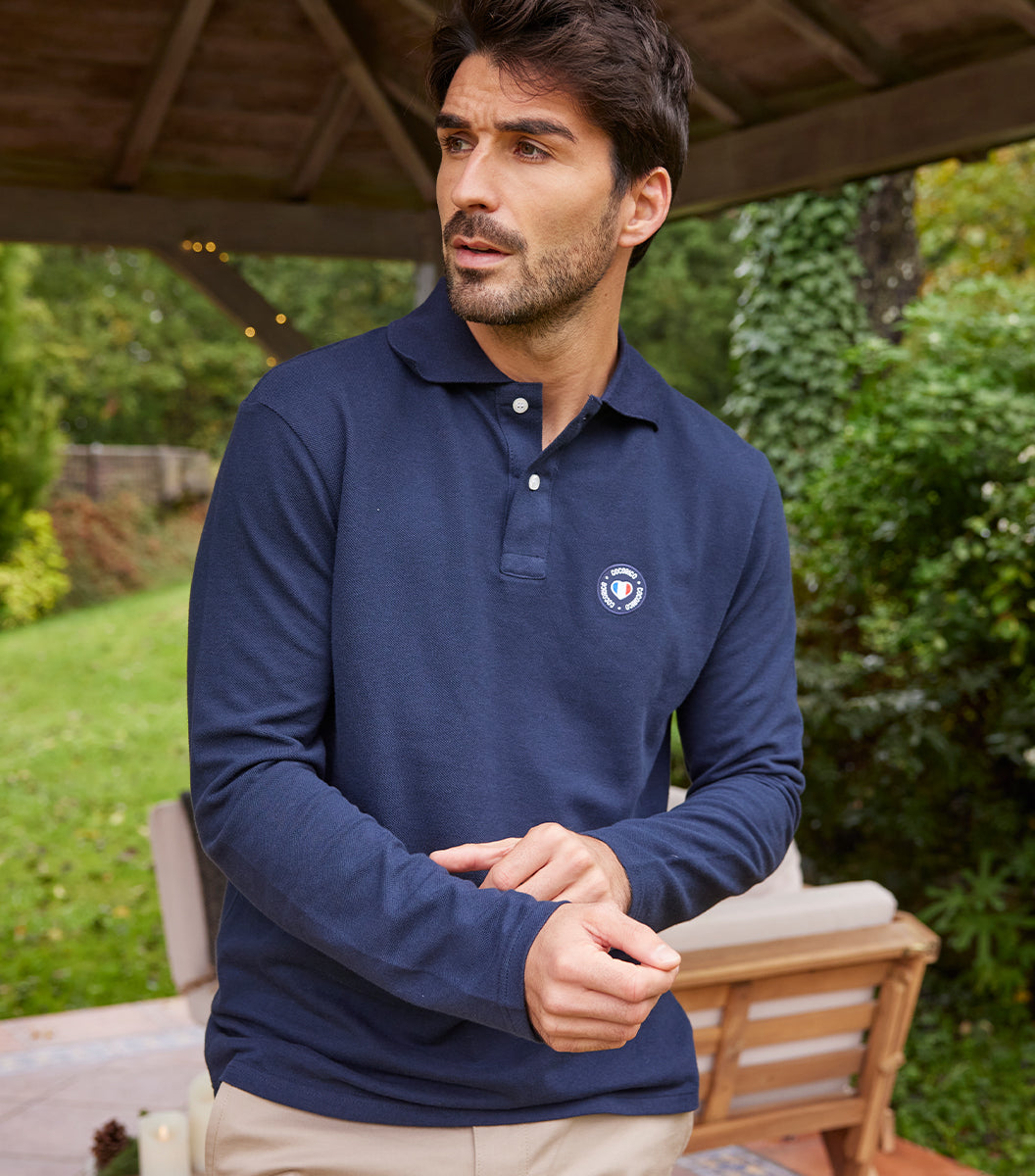 Polo Homme Manches Longues Marine - Le Blason