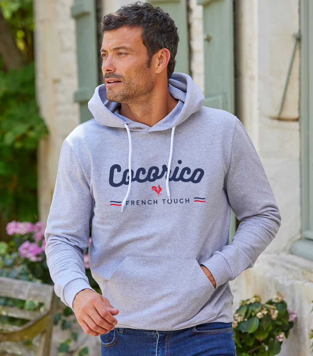 Sweat à capuche Homme Gris French Touch Made in France Cocorico