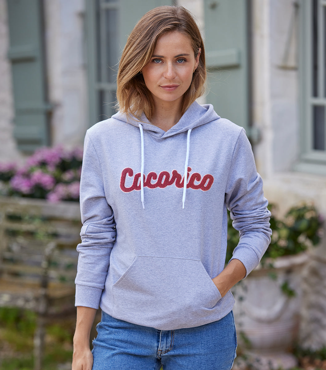 Sweat à capuche Femme Gris - Cocorico bouclette