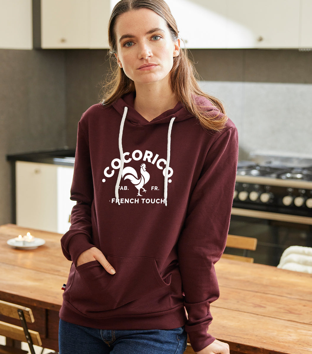 Sweat à capuche Femme Bordeaux - Le Coq Français