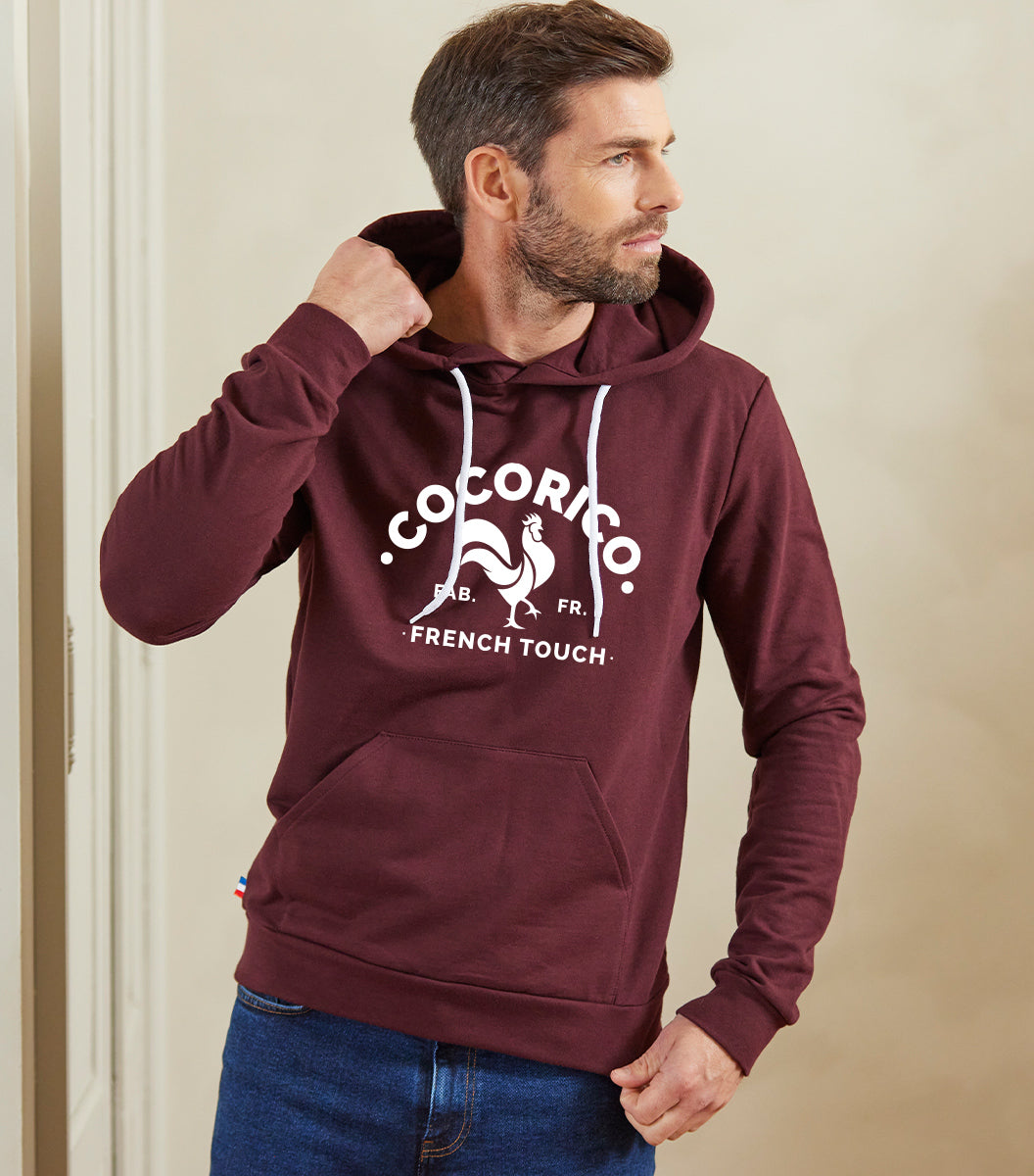 Sweat à Capuche Homme Bordeaux - Le Coq Français