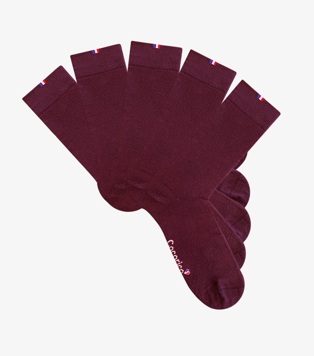 Chaussettes Homme Bordeaux x5 - Pack Intemporel