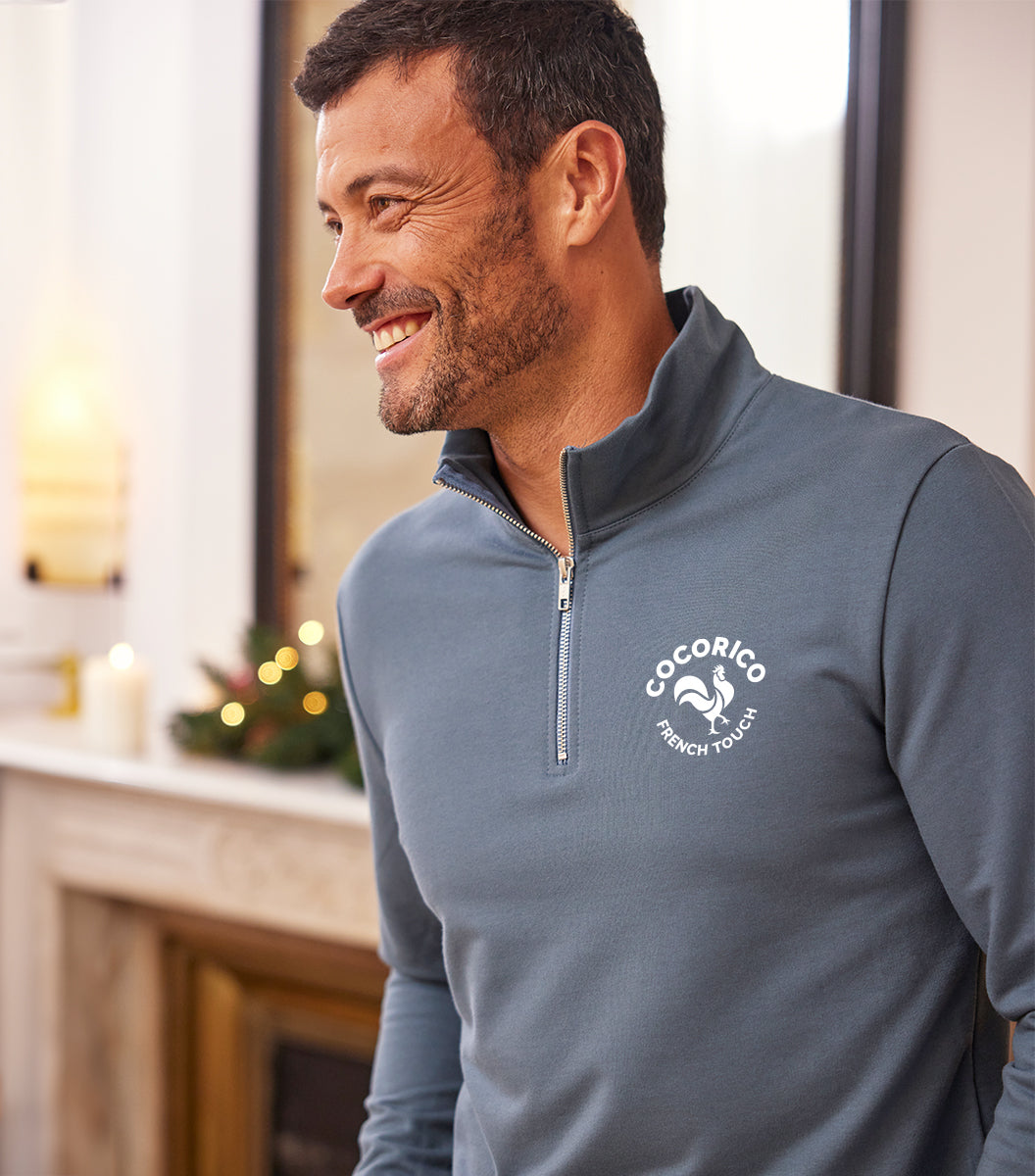 Sweat Homme French Connection - Bleu - Coton - Fermeture Éclair Intégrale - Taille M - Occasion TB