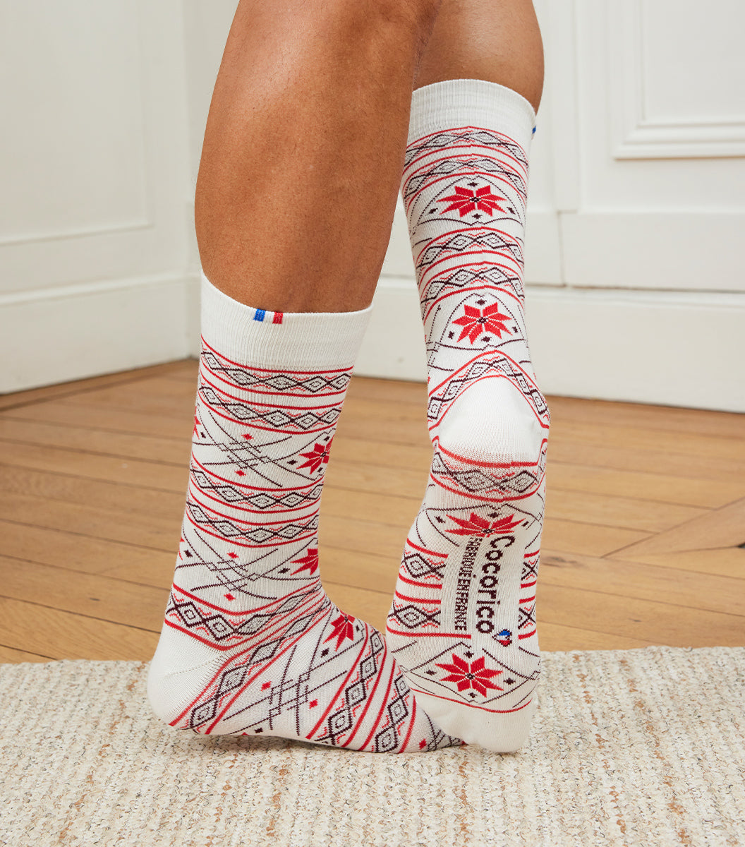 Chaussettes Homme de Noël Blanc