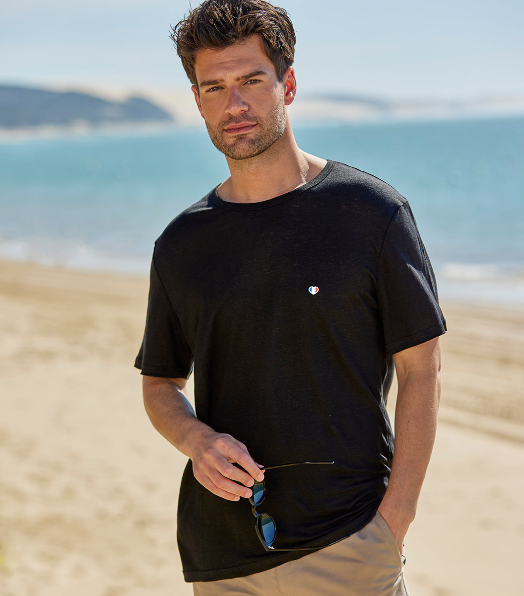 T-shirt Homme en Lin Noir - Iconique