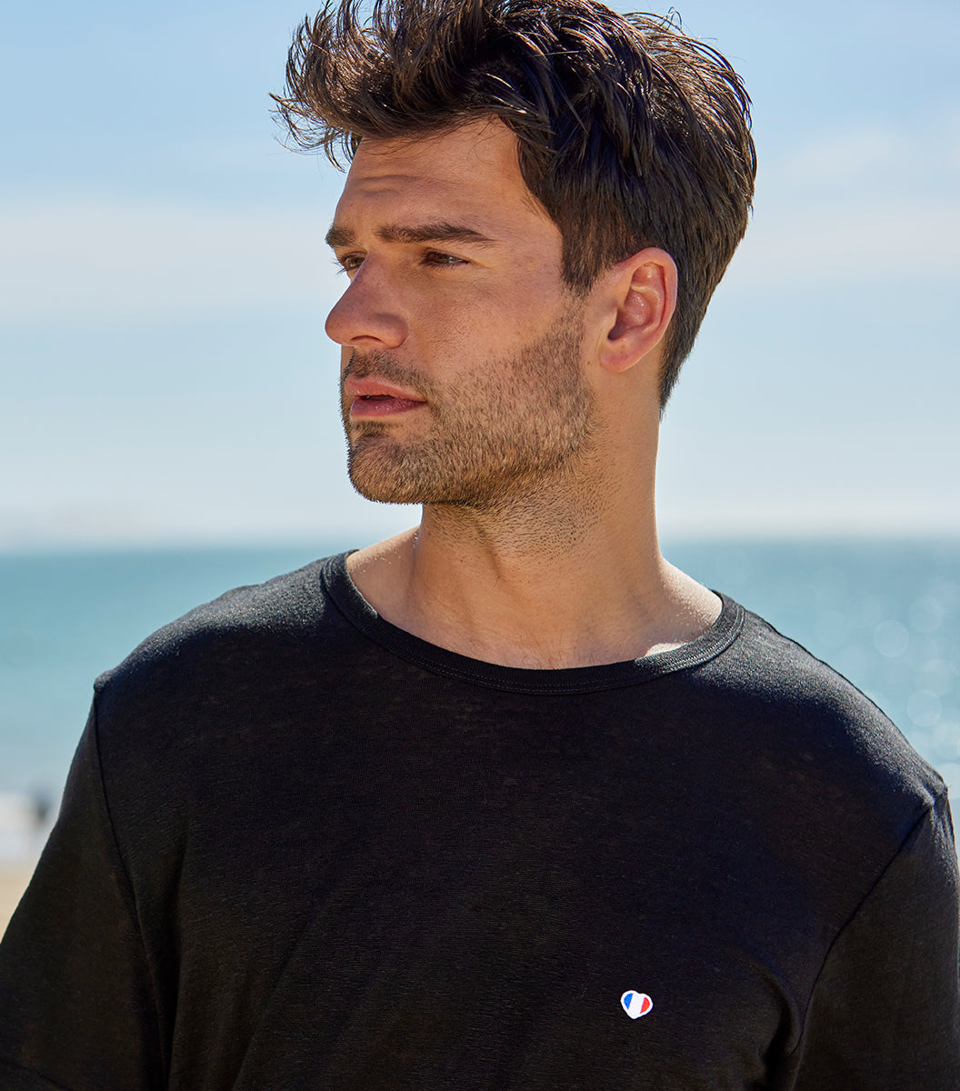 T-shirt Homme en Lin Noir - Iconique