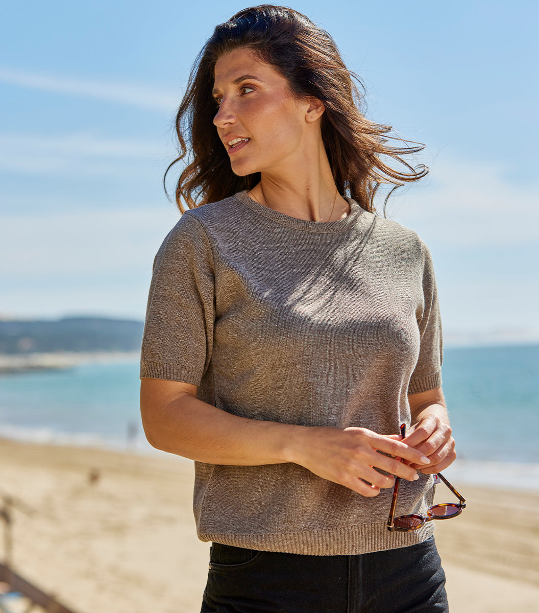 T-shirt Maille Femme Taupe