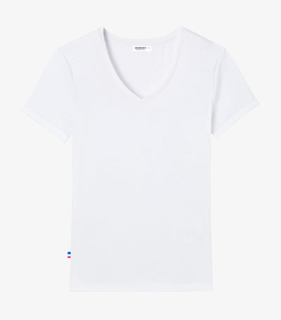 T-shirt col V Femme Blanc - L'intemporel