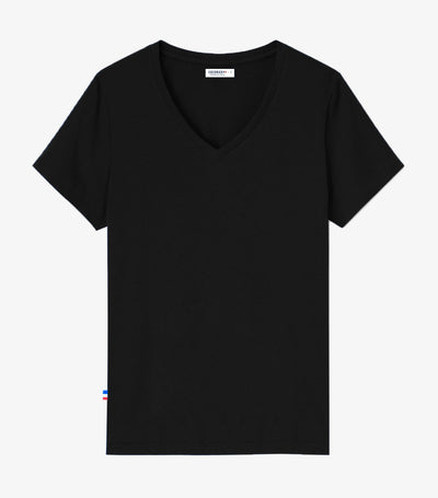 T-shirt col V Femme Noir - L'intemporel