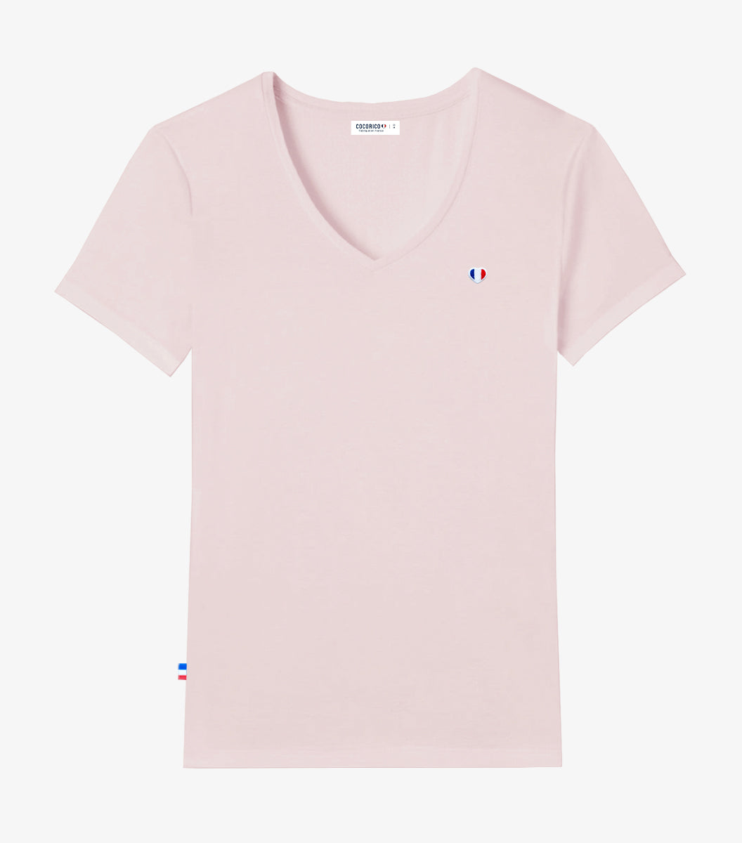 T-shirt col V Femme Rose - L'iconique