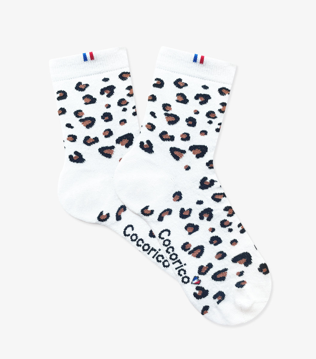 Chaussettes Femme Léopard Blanc