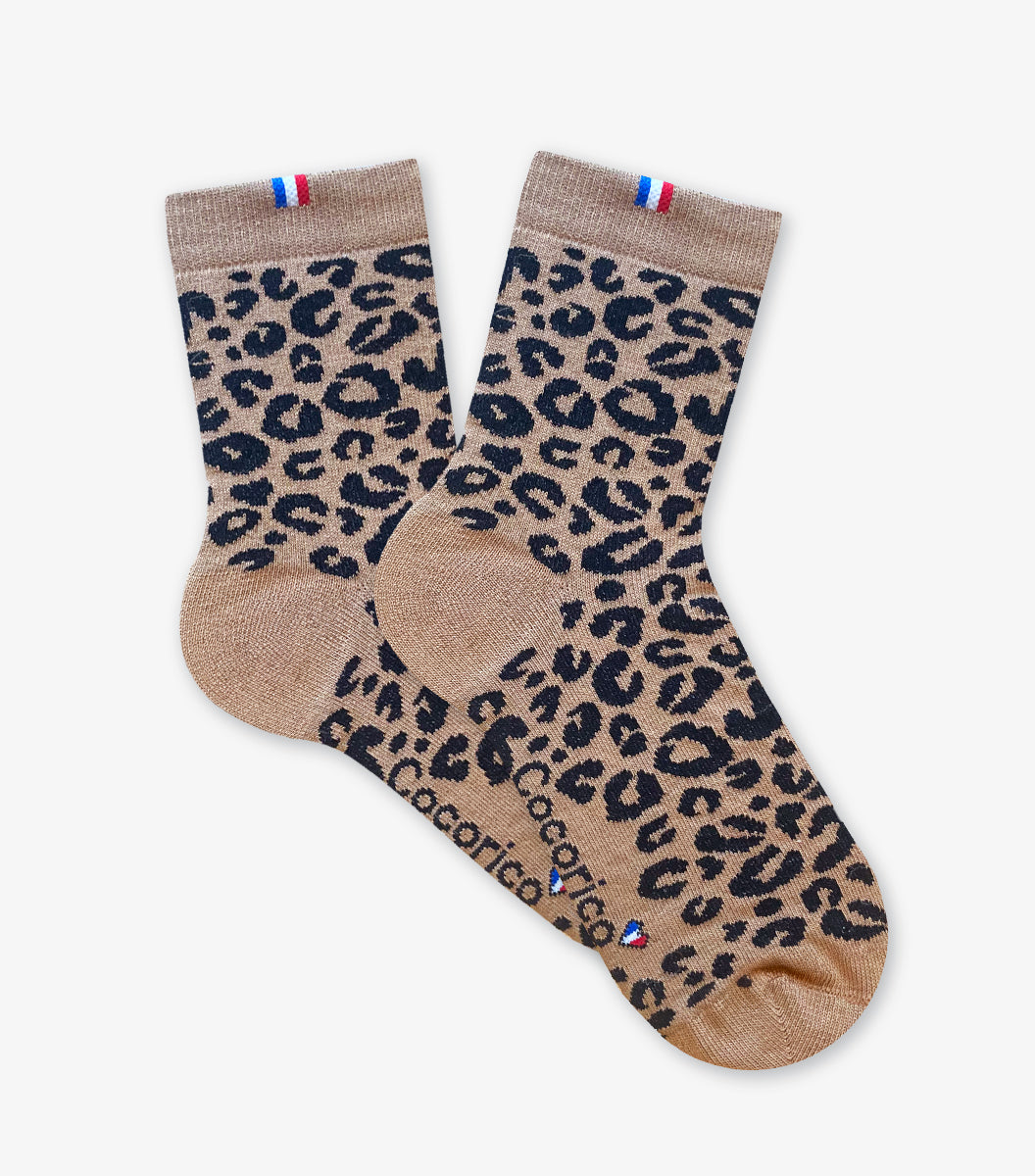 Chaussettes Femme Léopard Marron