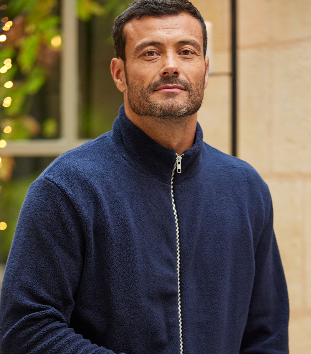 Veste Polaire Zippée Homme Marine