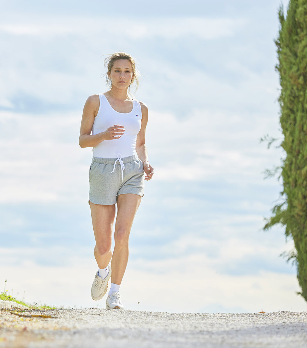 Short molleton Femme Gris Chiné