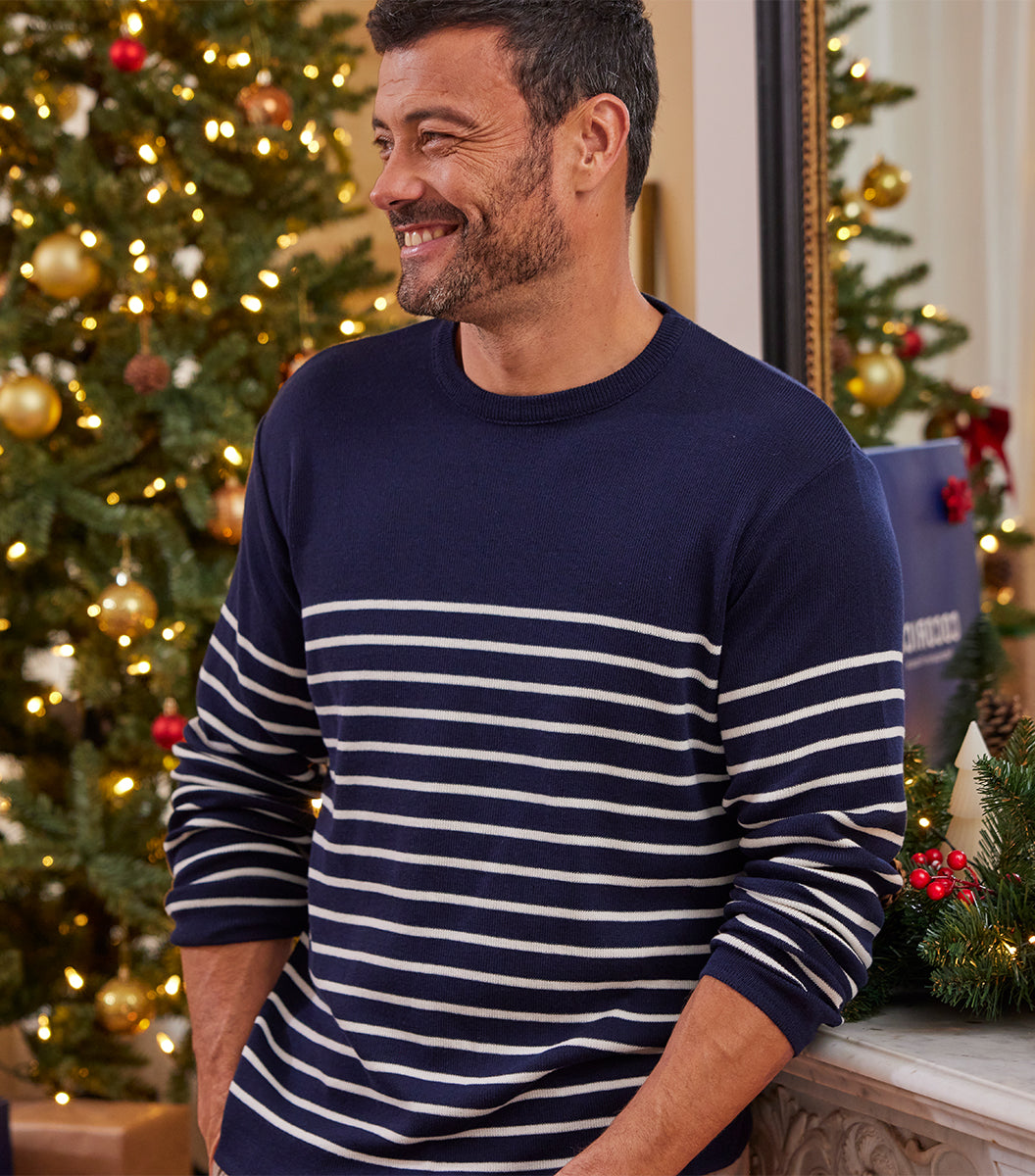 Pull Homme Marinière coton Marine