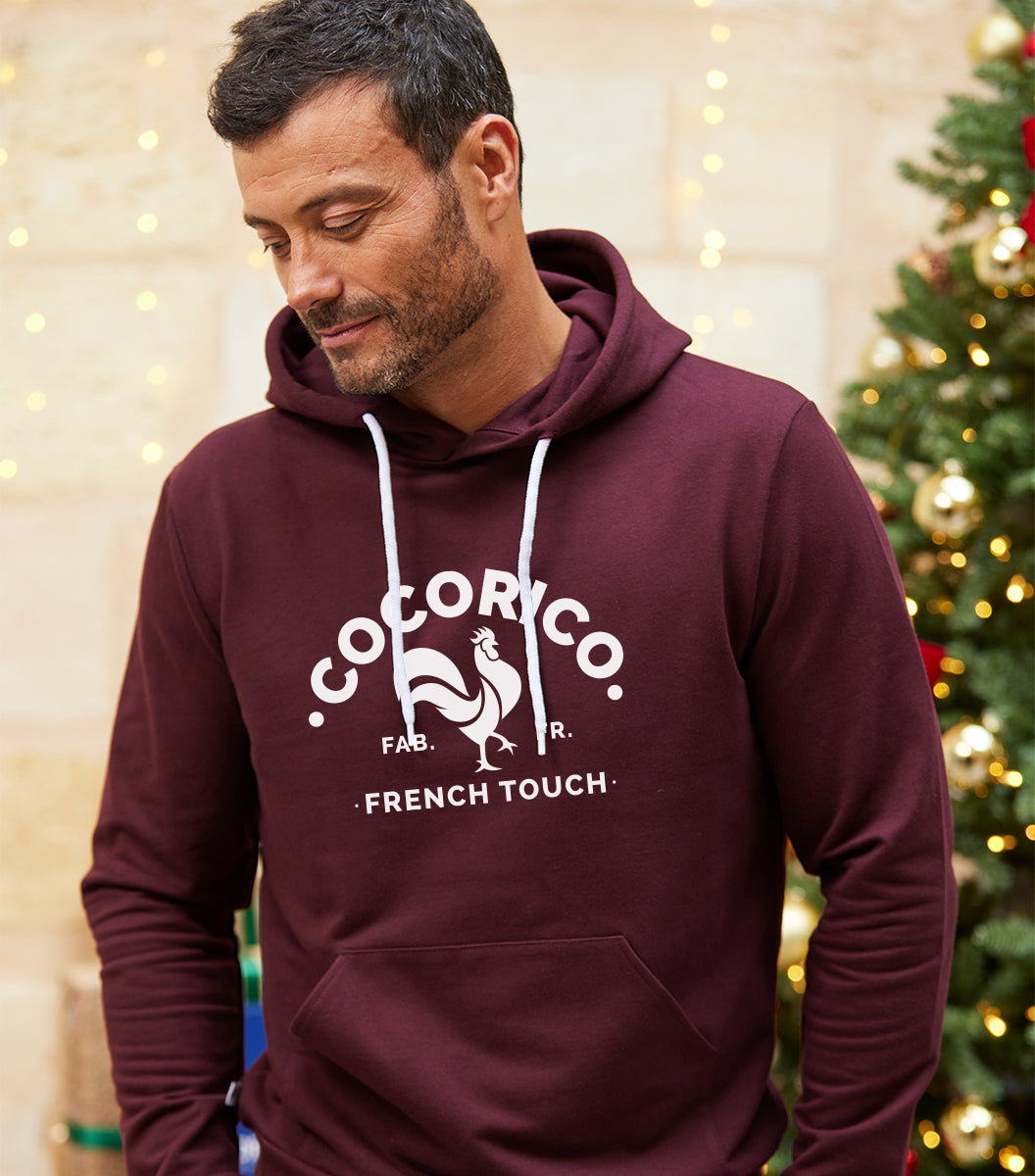 Sweat à Capuche Homme Bordeaux - Le Coq Français