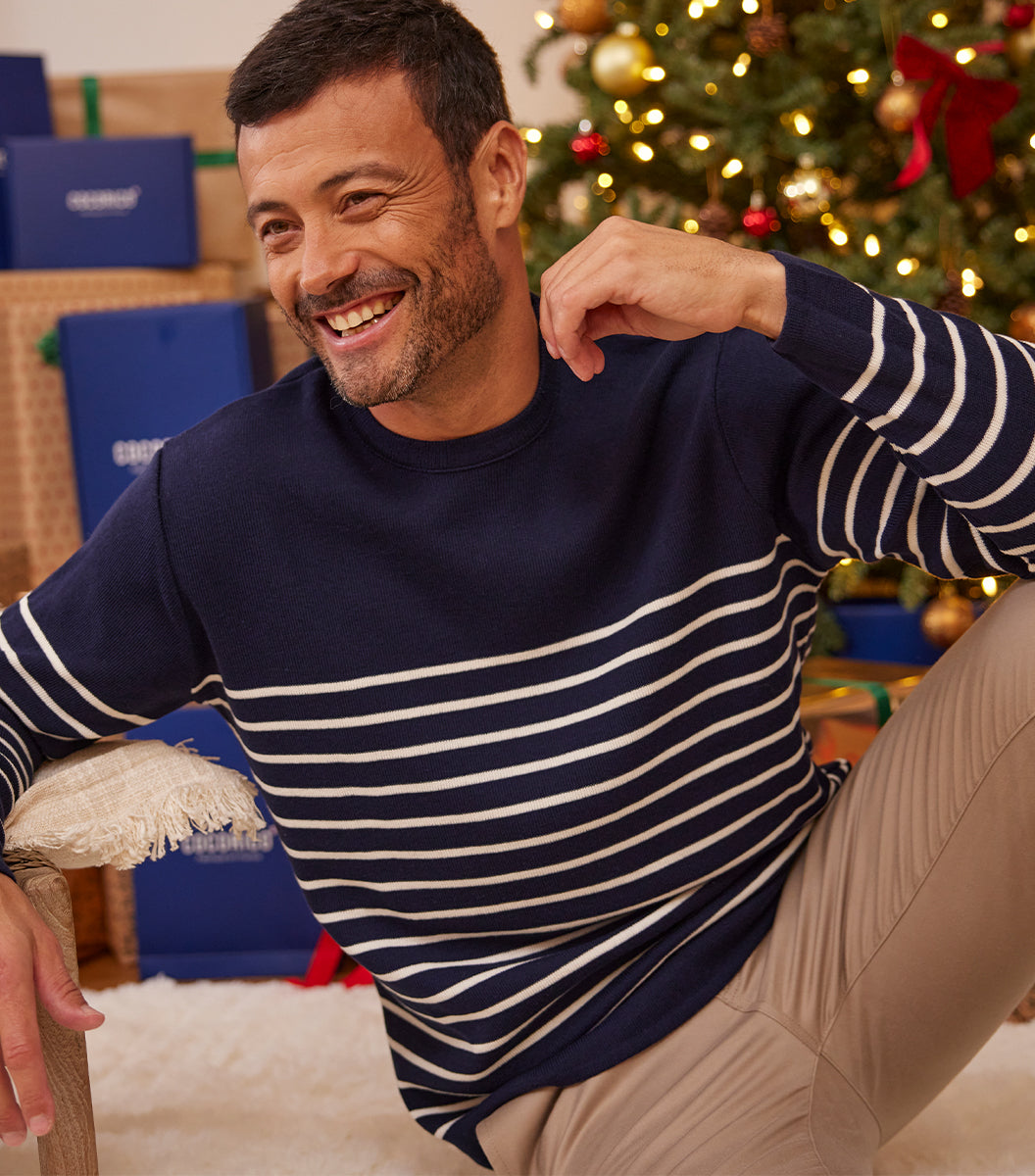 Pull Homme Marinière coton Marine