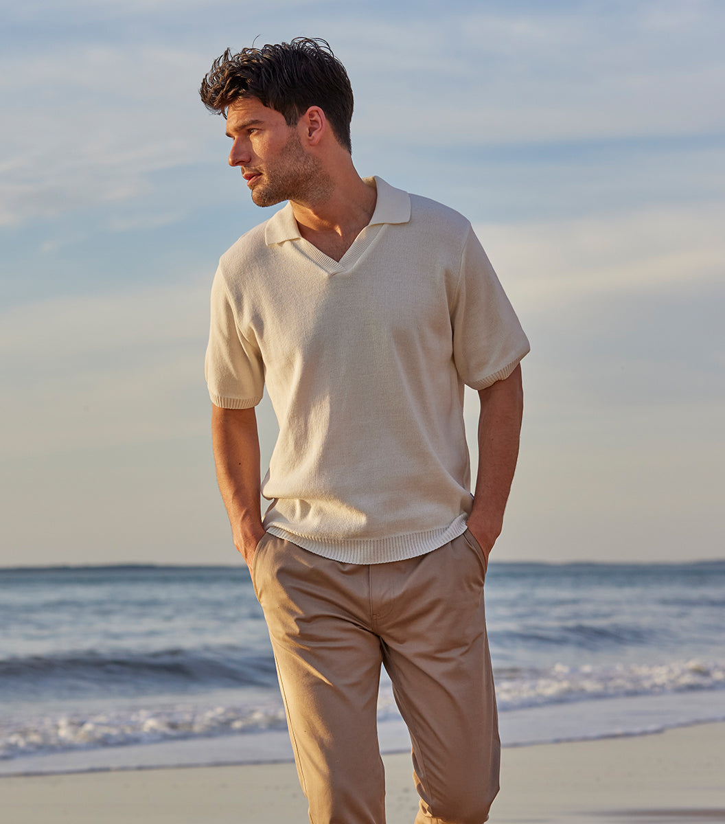 Polo Maille Homme Ecru