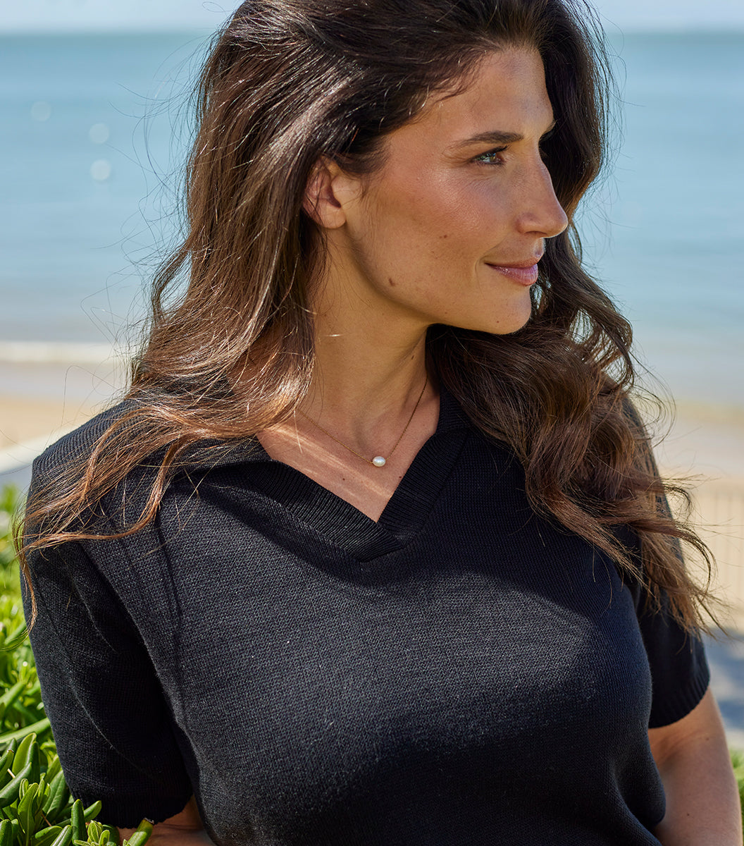 Polo Maille Femme Noir