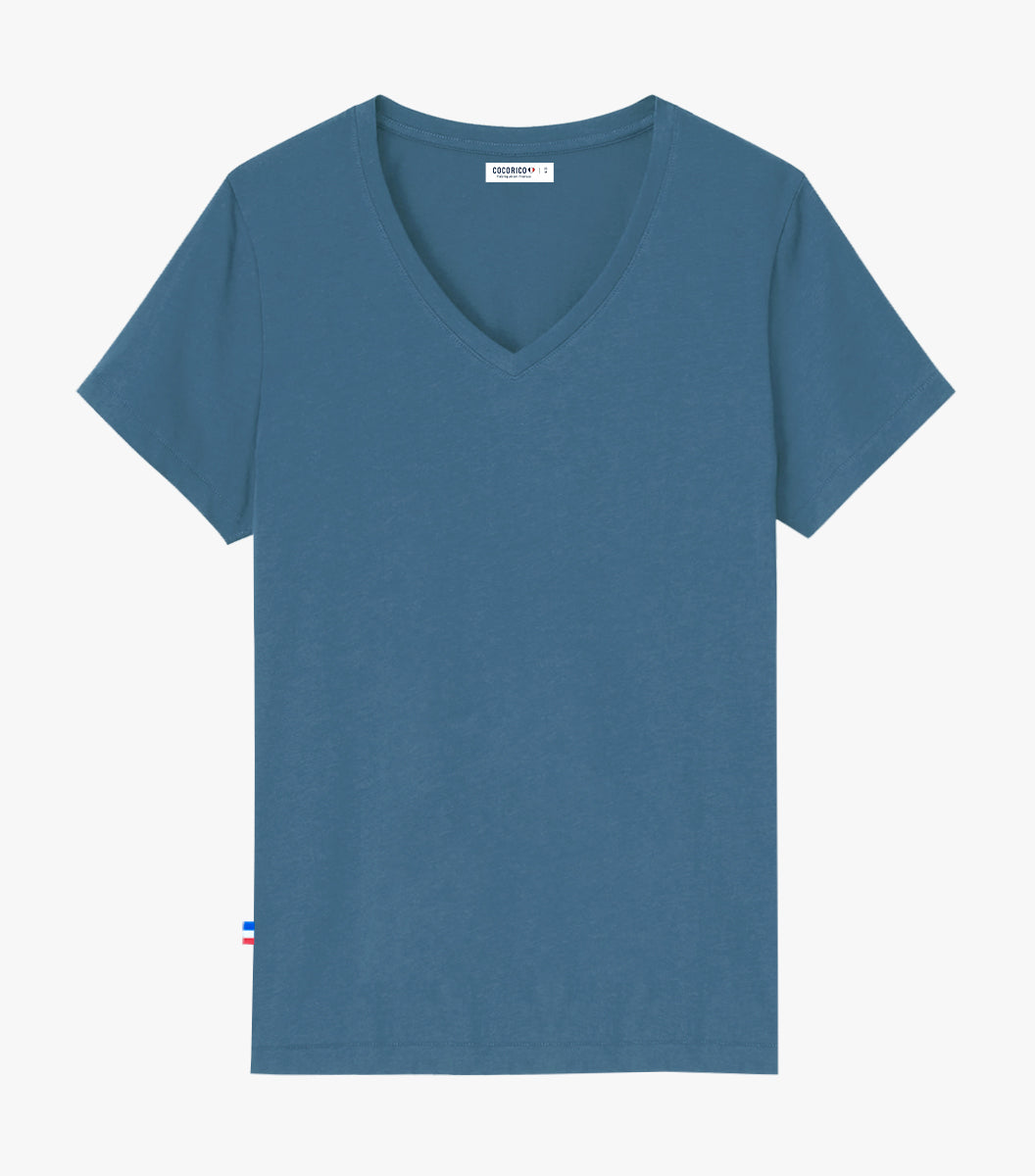 T-shirt Femme col V Azur - Intemporel