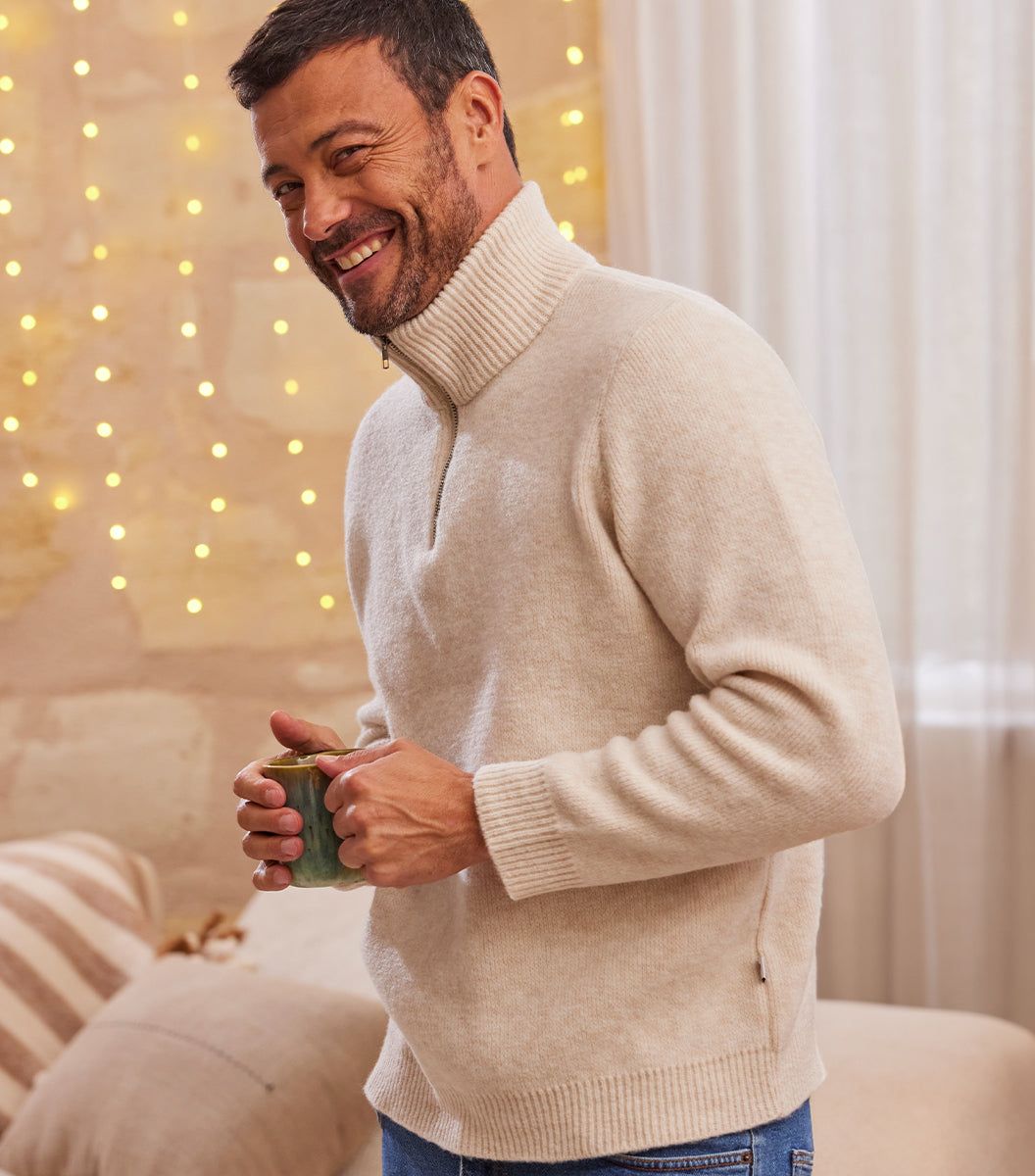 Pull Camionneur Homme Ecru