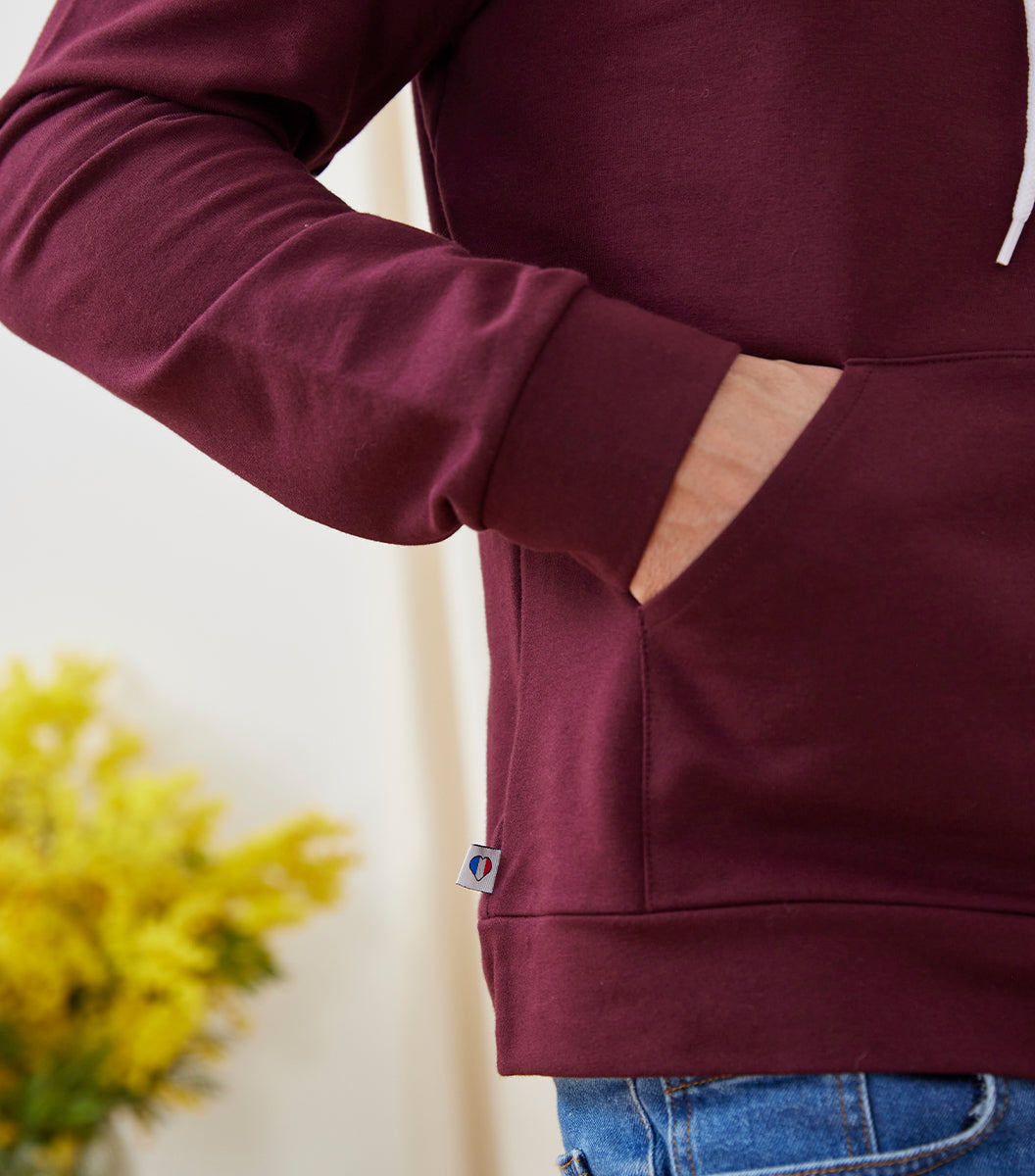 Sweat à capuche Homme Bordeaux - Coq Français