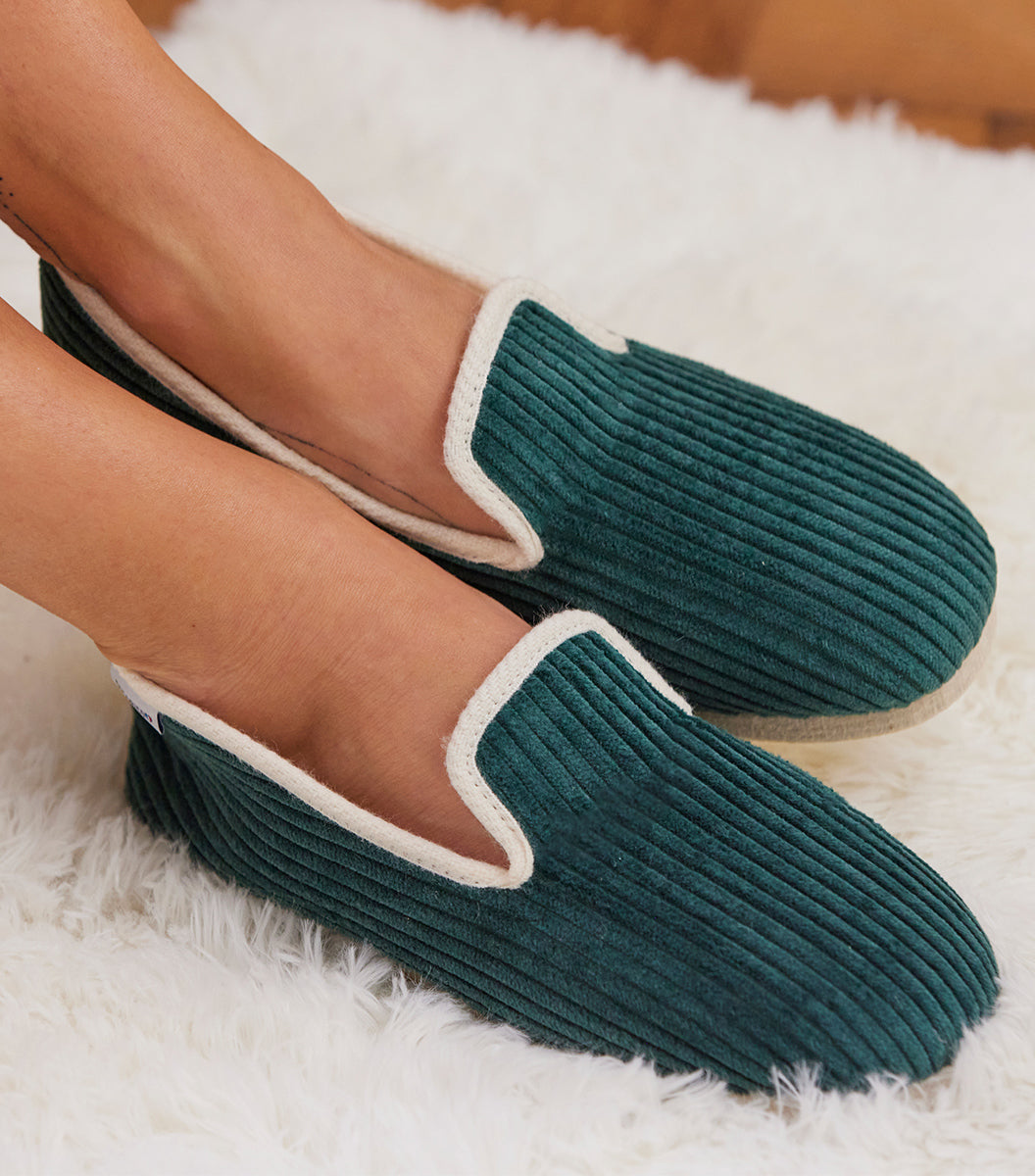 Charentaises Velours Femme Sapin