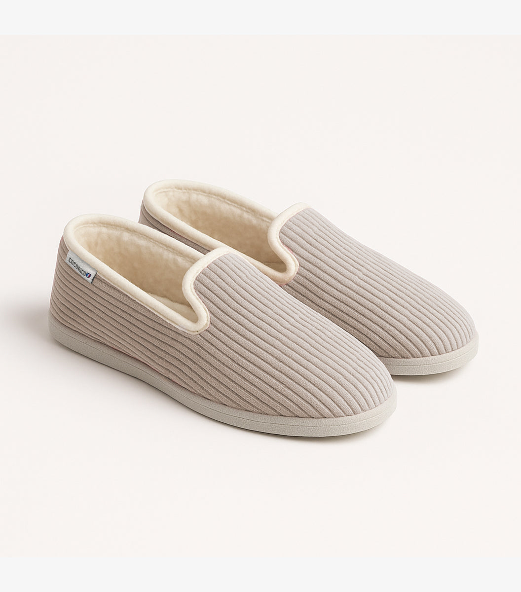 Charentaises Velours Homme Beige