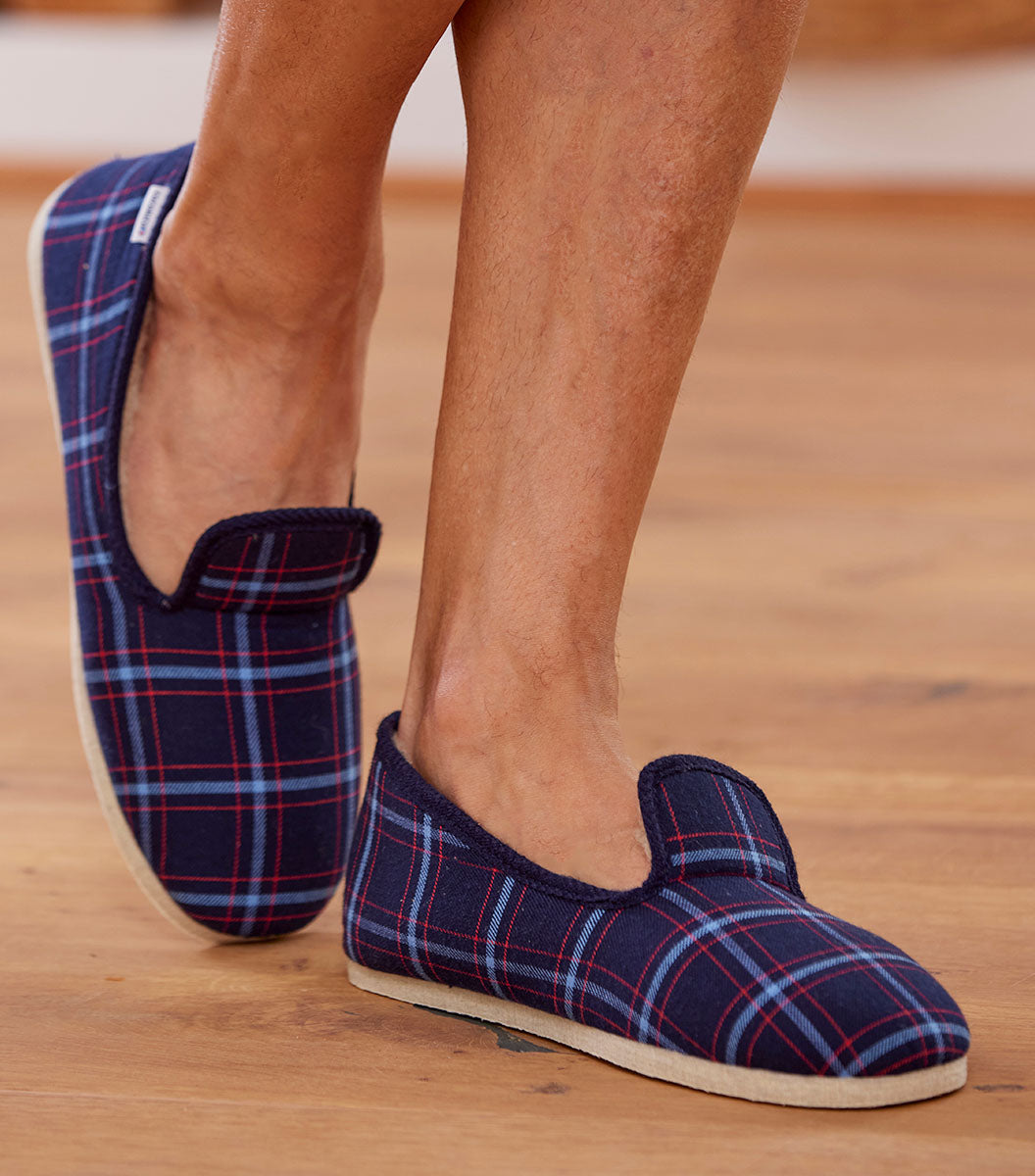 Charentaises Homme Tartan Bleu
