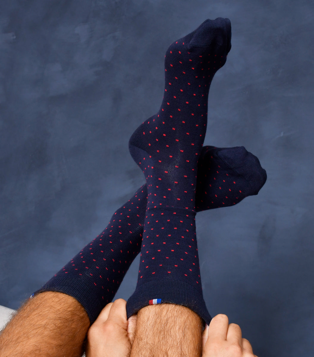 Chaussettes Homme Marine à Pois - L'Enflammee