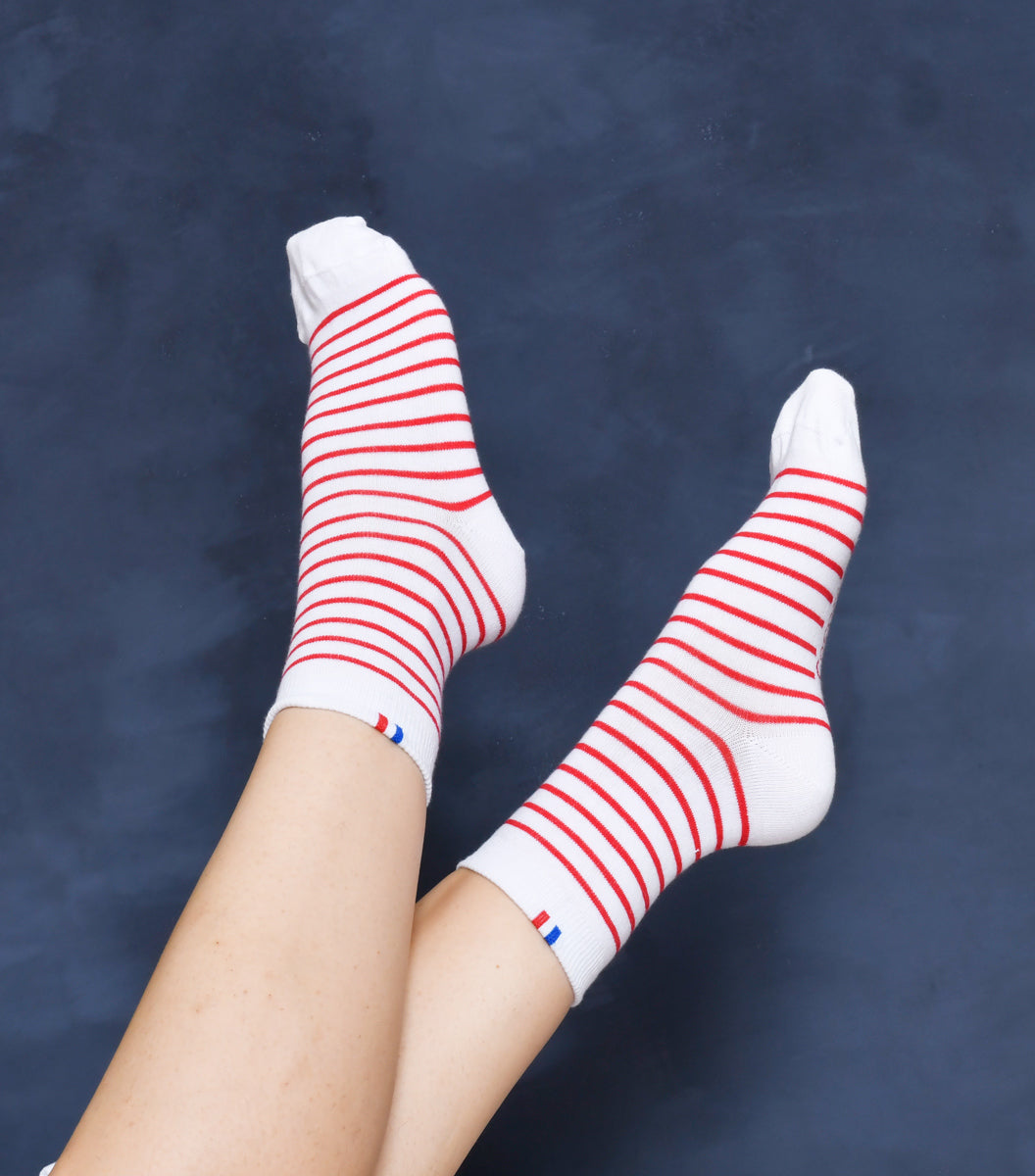 Chaussettes Femme Marinière Rouge - Intemporel