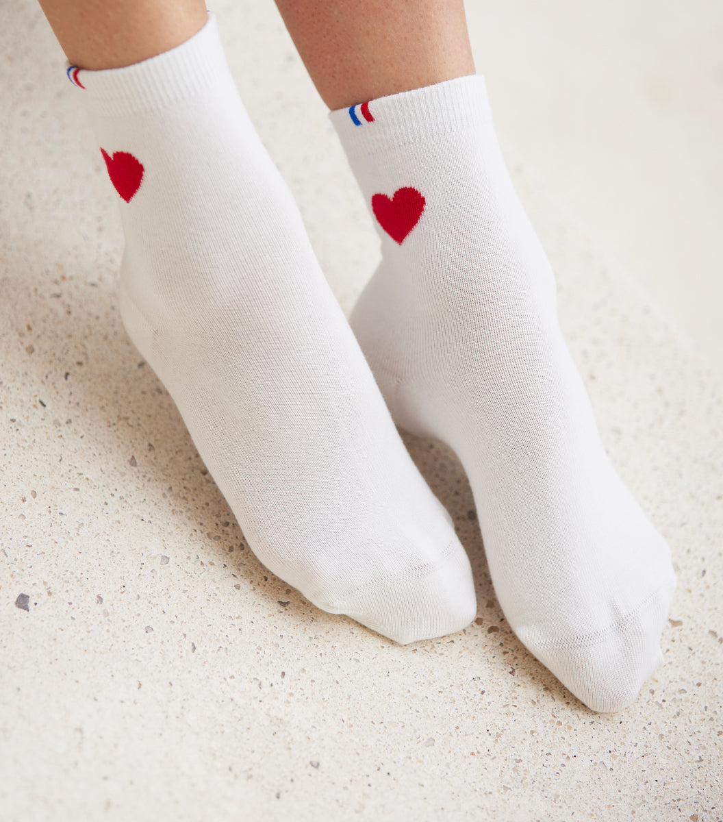 Chaussettes Femme x2 - Pack Cœur Rouge