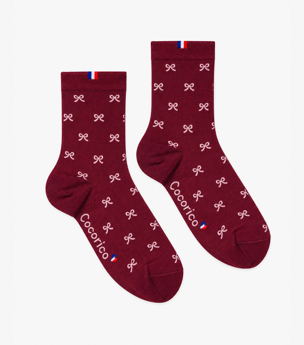 Chaussettes Femme de Noël Bordeaux - Petit Noeud