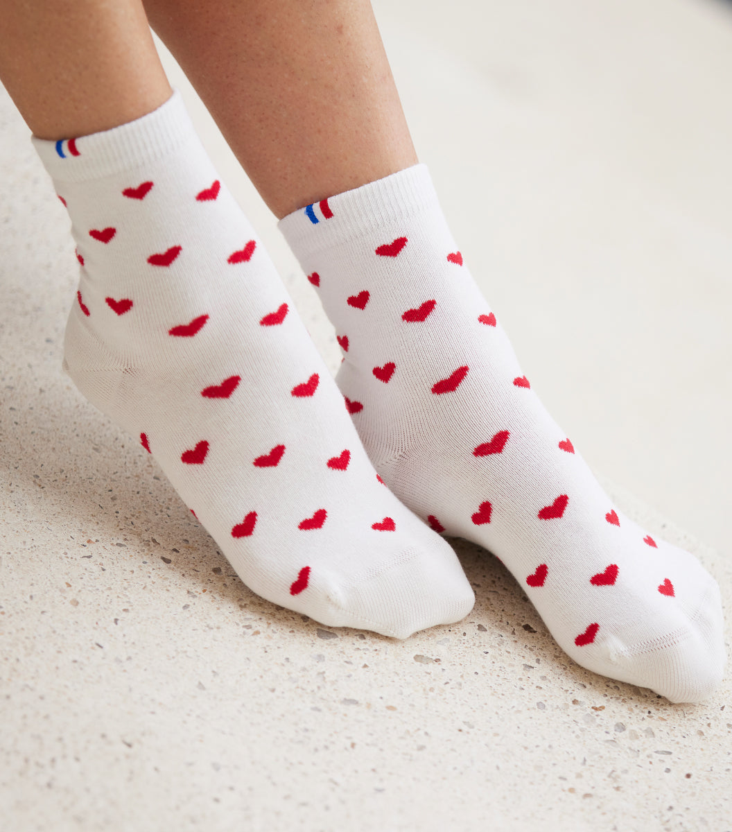Chaussettes Femme x2 - Pack Cœur Rouge