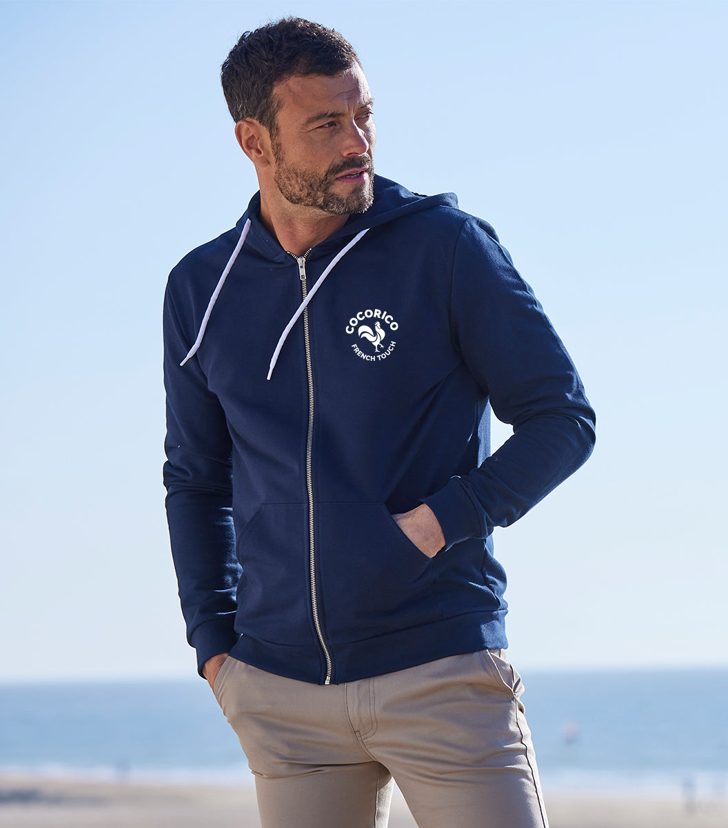 Sweat zippé Homme Marine - Coq Français