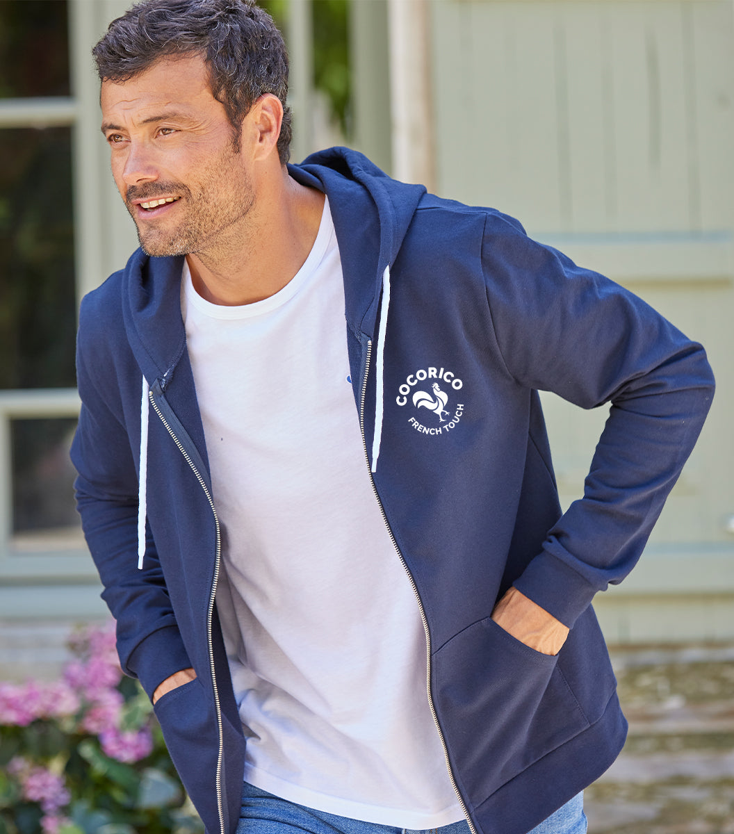Sweat zippé Homme Marine - Coq Français