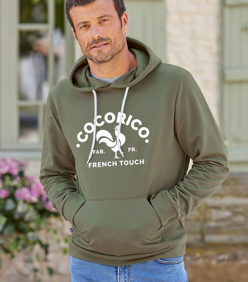 Sweat à capuche Homme Kaki - Coq Français