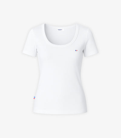 T-shirt Femme Côtelé Blanc - Iconique