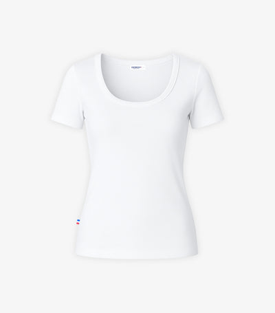T-shirt Femme Côtelé Blanc - Intemporel
