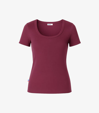 T-shirt Femme Côtelé Bordeaux - Intemporel