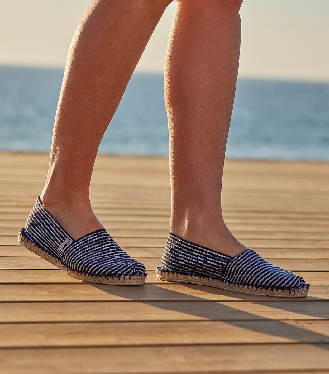 Espadrille Femme Rayé Fine Bleu