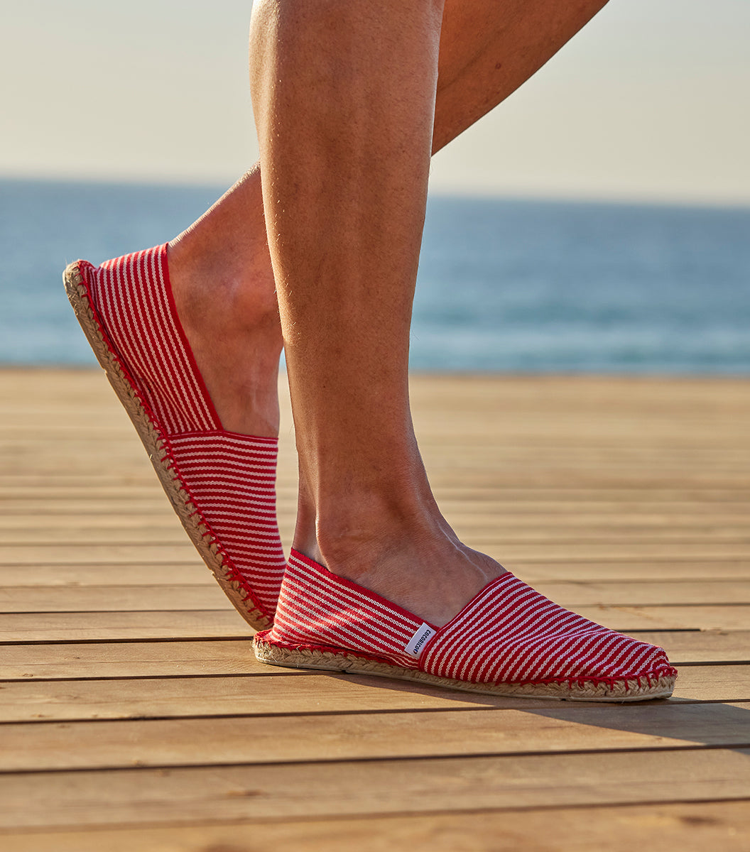 Espadrille Homme Rayé Fine Rouge