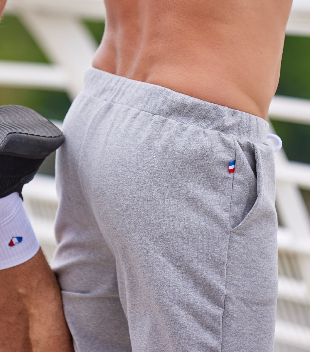 Short molleton Homme Gris Chiné