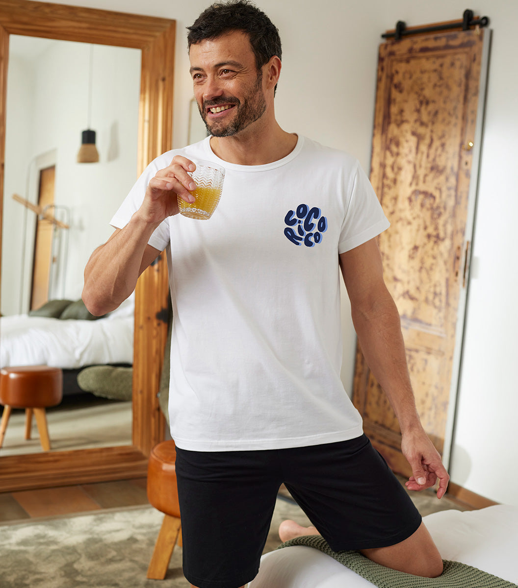 Ensemble Pyjama Homme Blanc/Noir - Nuage